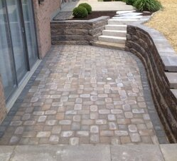 Walk down paved patio